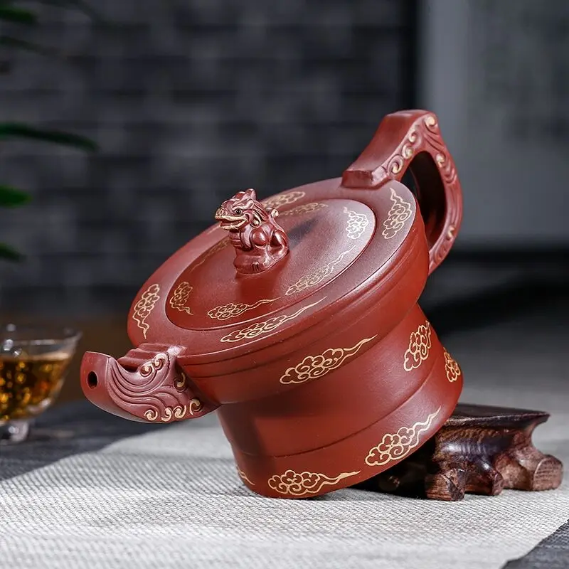 Yixing Purple Clay Pot Raw Mine Dahongpao Handmade Gold Wolong Xiangyun 270ml Teapot Tea Set Kung Fu | Дом и сад