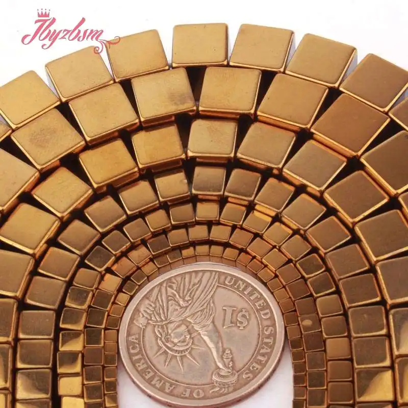 1-10 мм Гладкие квадратные золотистые Бусины Из Гематита | Украшения и аксессуары