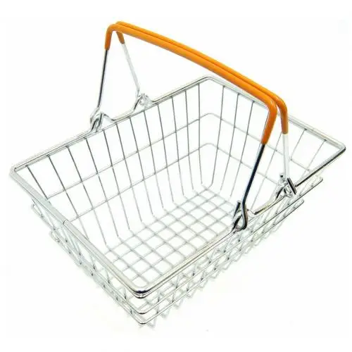 Оранжевый Children Miniature Metal Supermarket Shopping Basket Pretend Role Play Toy Gift - Цвет: Оранжевый