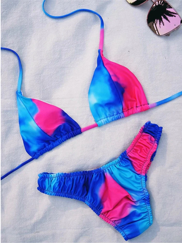 

2021 Micro Bikinis Women Sexy Two Piece Print Swimwear Brazilian Thong Bikini Set Triangle Swimming Suit Female Bathing Suit