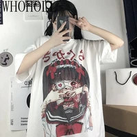 2021 spring harajuku tshirt women patchworked print punk gothic short sleeve t shirt women korean clothes camiseta mujer