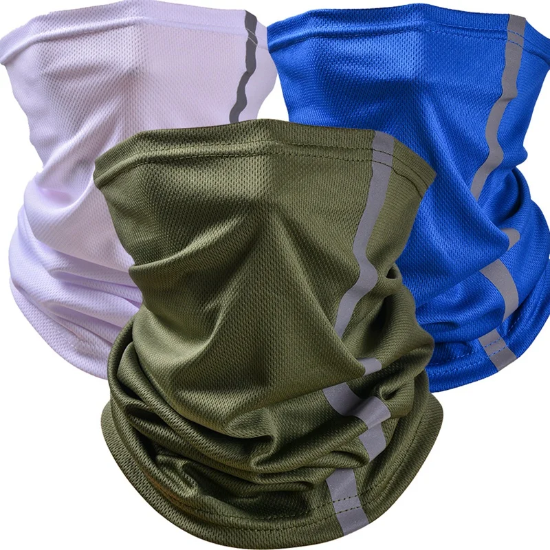 

1Pc Unisex Outdoor Sports Bandana Scarf Headwear Solid Color Breathable Riding Cycling Scarf Wristband With Reflective Stripe