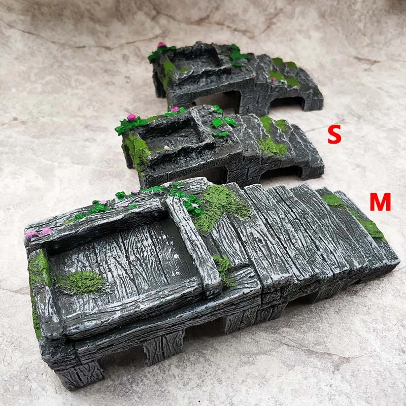

Resin Turtle Aquarium Decoration Climbing Ladder Balcony Toy with Trough Escape Hole Fish Tank Decoration 1Pc