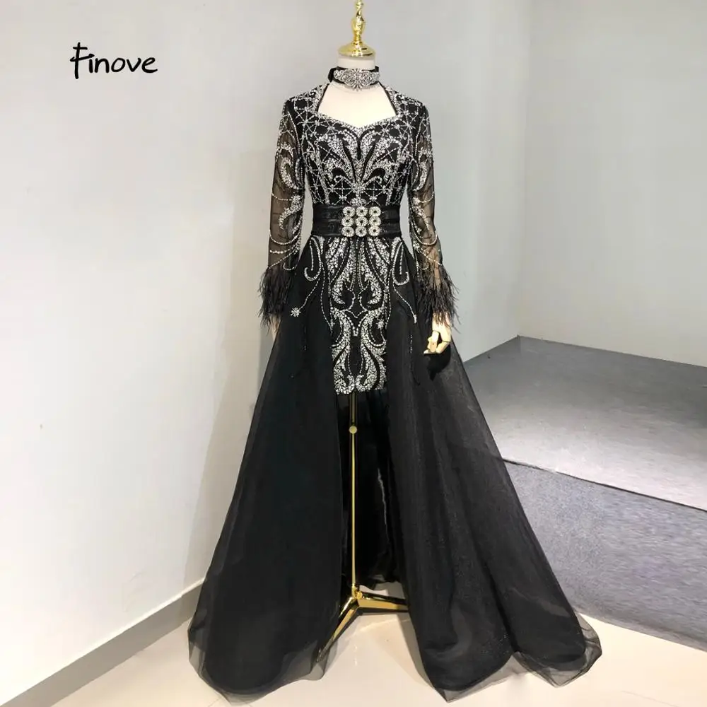 2021 платья для выпускного вечера с длинными рукавами Украшенные бусинами и