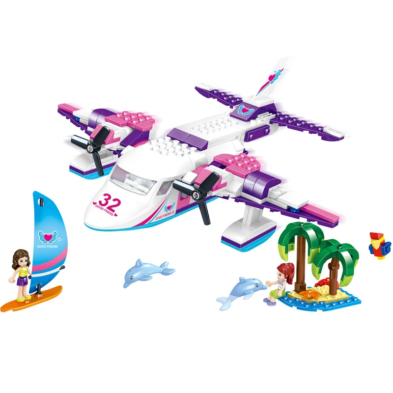 272 Pcs Heart Lake City Lilas Luxury Seaplane Building Blocks Bricks Model Girl Toys Suit Christmas Childrens Toy Gifts | Игрушки и