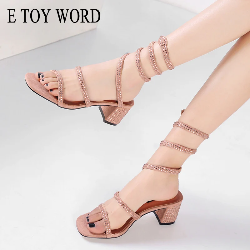 E TOY WORD/Новинка 2020 года Летняя обувь Римские сандалии на толстом каблуке в форме