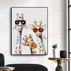 Картина WANGART холст принт животное, жираф семейная картина, Настенная картина для гостиной, домашний декор, без рамки
