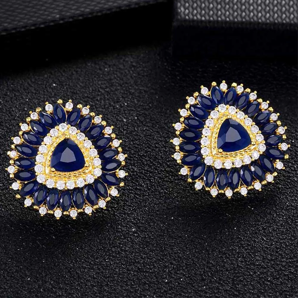 Изящные модные роскошные медные серьги-гвоздики Стразы с фианитами женские