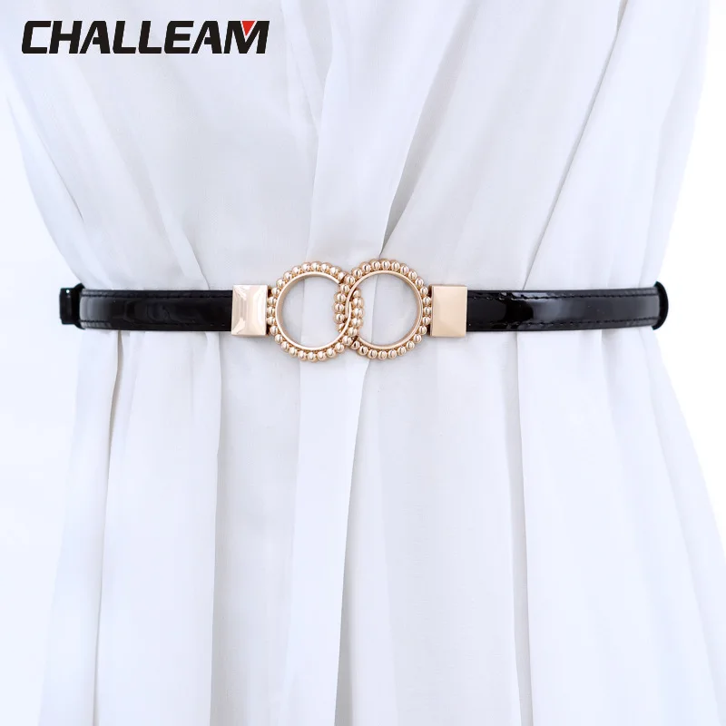 Женский Регулируемый черный кожаный ремень для платья юбки Модный женский