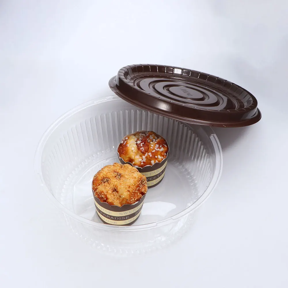 

20PCS Transparent Cake Pastries Box 8 inch Muffin Holders Cupcake Cases Boxes (Black)