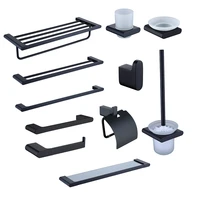 heavy duty bathroom accessories hardware sets towel rack bar ring coat hook toilet paper holder brush soap dish black