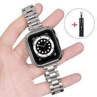 women stainless steel band for apple watch 6 se 40mm 44mm slim metal link bracelet strap for iwatch series 5432 38mm 42mm