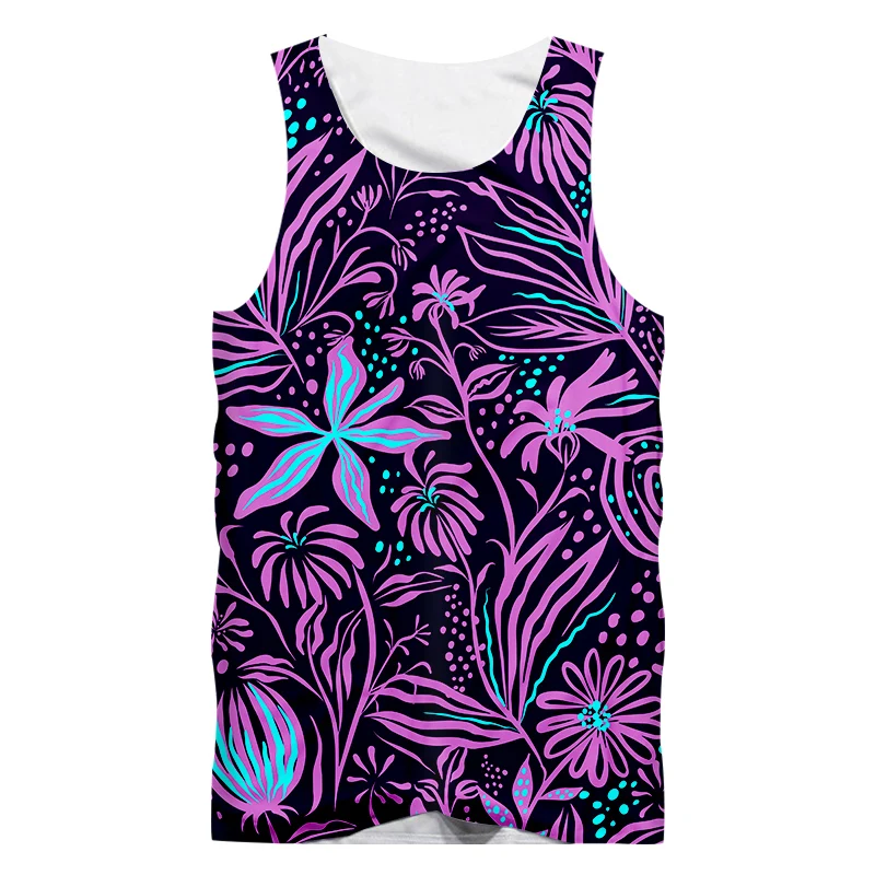 

UJWI New Fashion Summer Cool Tanks Print Flower geometric leaves Tank Top 3d Vest Man Sleeveless Shirt Undershirt Tracksuits