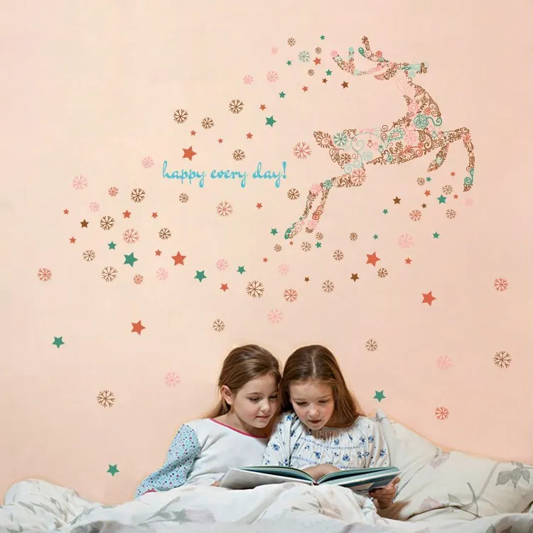 Мультяшные рождественские наклейки на стену для гостиной и спальни детской