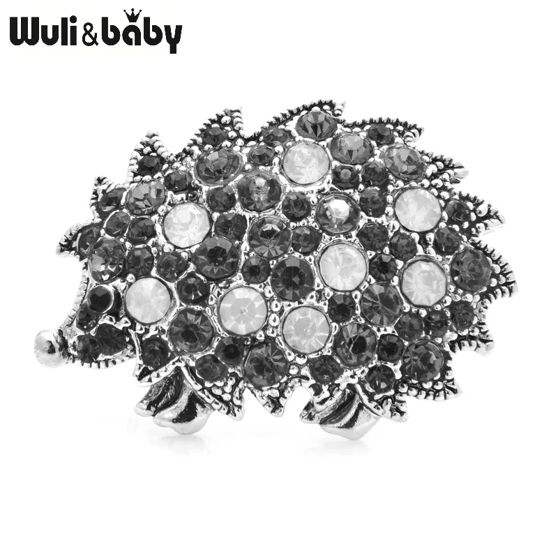 Wuli & baby стразы винтажные Броши ежика Женская металлическая брошь в виде животного