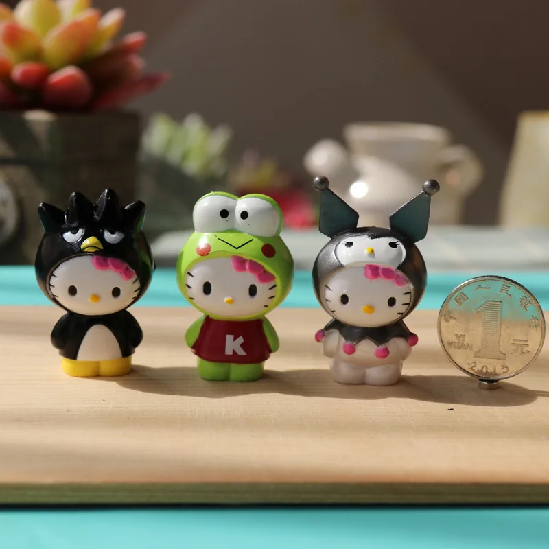 Скидка 6 шт./компл. фигурка Hello Kitty, мини мультяшная игрушка кошка из ПВХ, кукла Hello Kitty, аниме, косплей, украшение для торта, детские подарки на день рож...