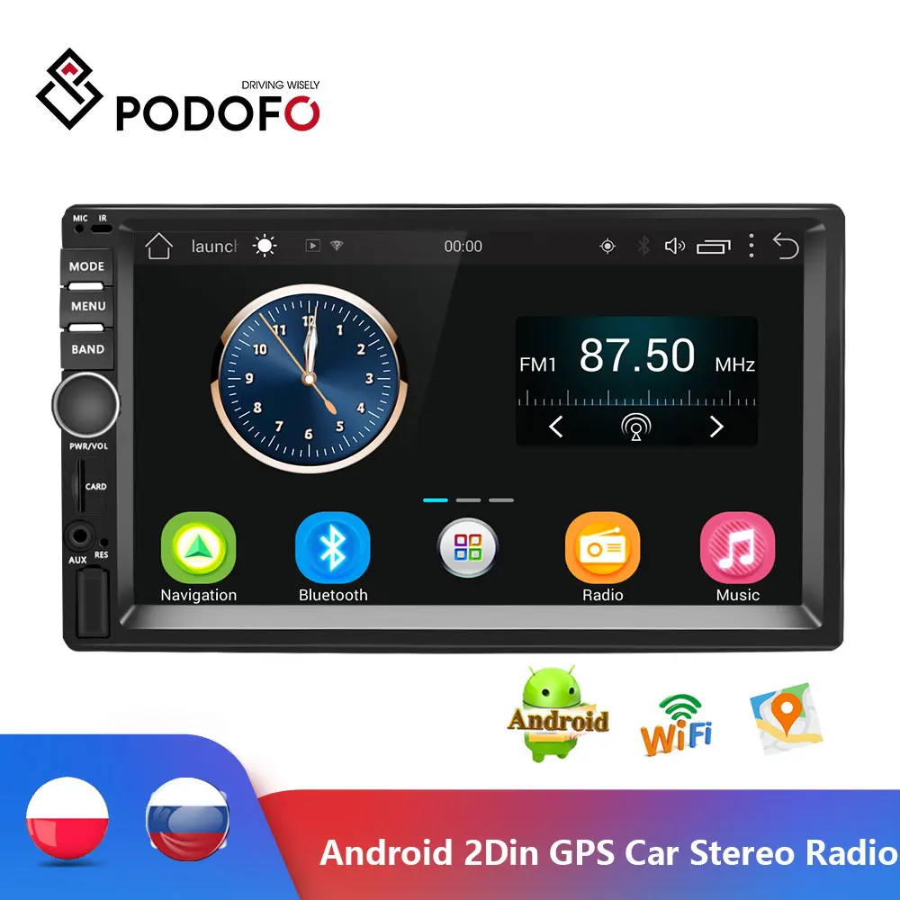 Автомагнитола Podofo Универсальная автомобильная стерео система на Android с 7