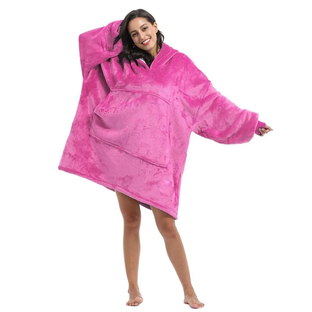 Толстовка с капюшоном большого размера одеяло Свитшот в клетку гигантские