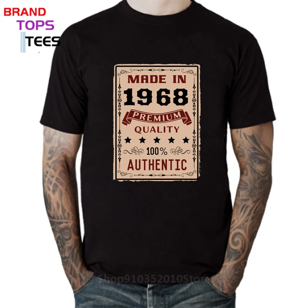 

Vintage 100% Authentic Made in 1968 T Shirt Premium quality Cotton Retro 1968 Birth Year T-shirt Xmas Birthday Gift Tee