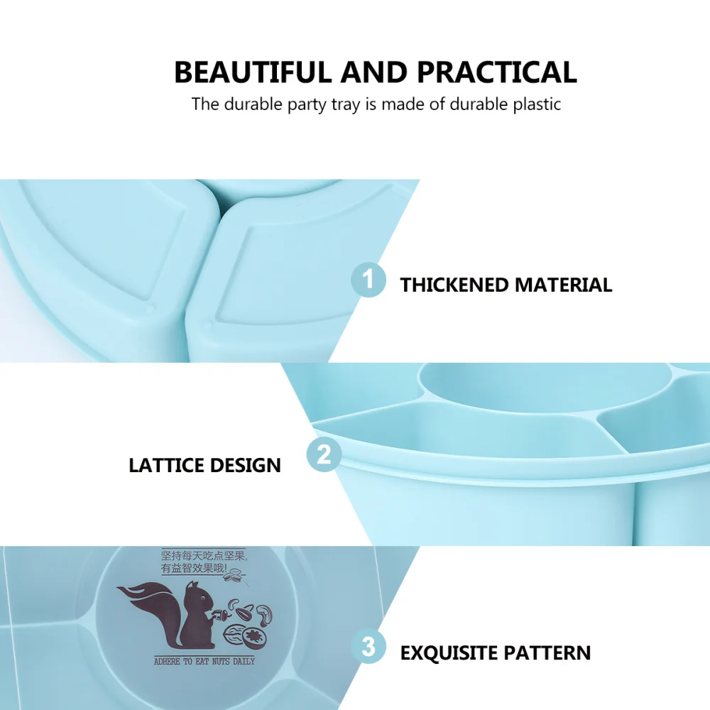 

Creative Multi Sectional Snack Serving Tray Set with Lid for Home (Red)