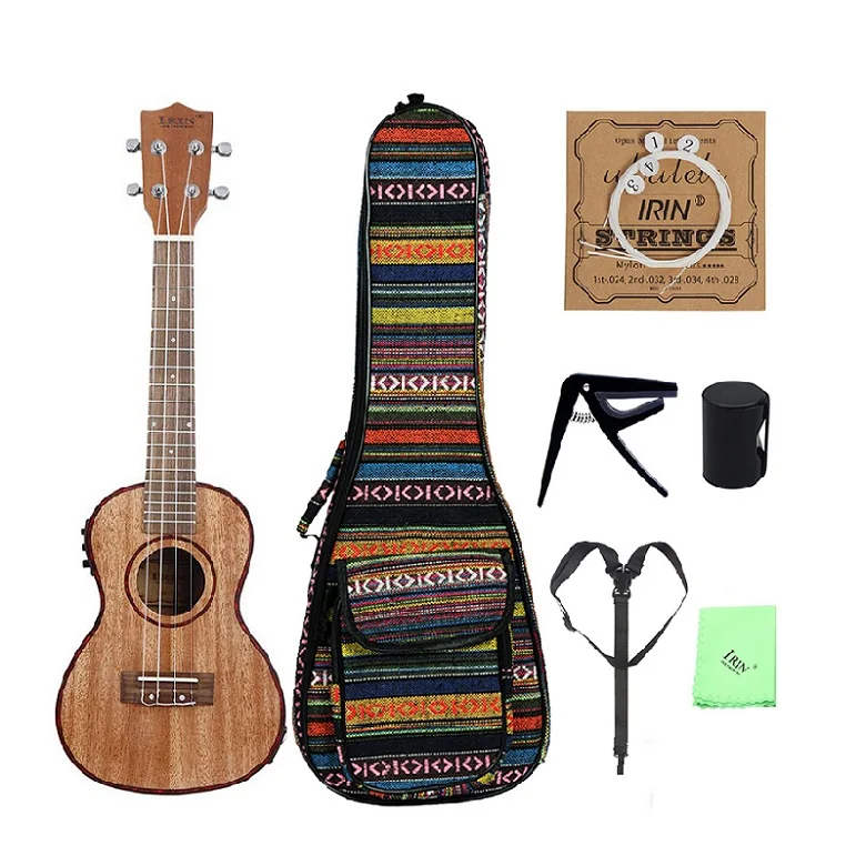 as show 2" Гавайские гитары укулеле Ukelele Uke комплект Sapele Дерево с ЖК эквалайзером включая сумку для переноски Капо струны ремень палец maraca Ткань для очистки - Цвет: as show