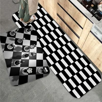 black white chess printed flannel floor mat bathroom decor carpet non slip for living room kitchen welcome doormat