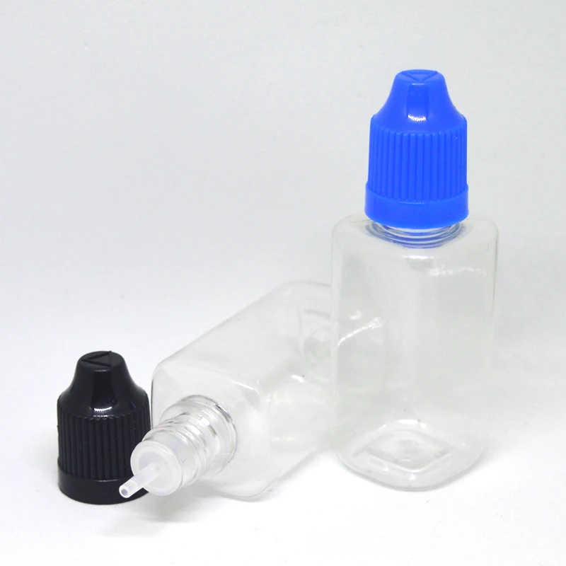 

11pcs Empty Square 30ml PET Bottle with Childproof Cap Tip for E liquidClear Hard Plastic Dropper Bottles