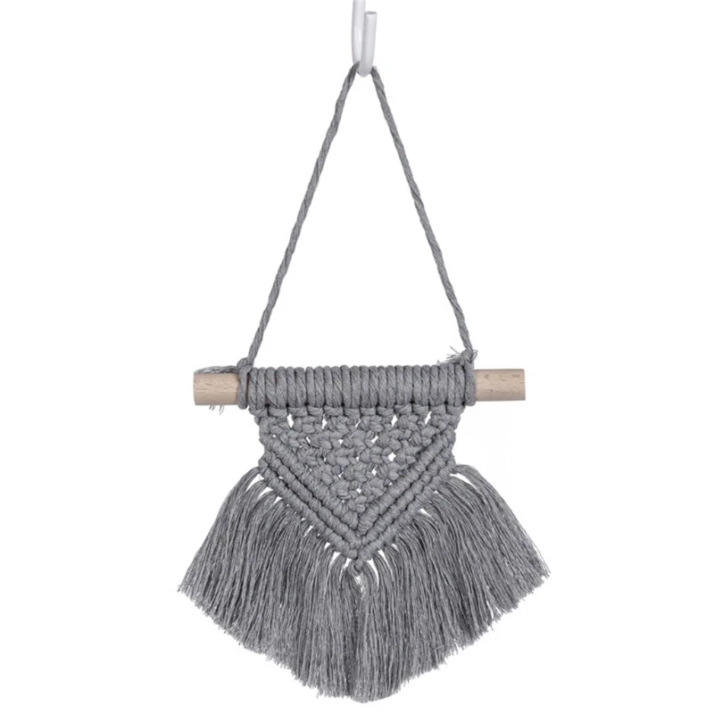 

Nordic Handmade Woven Macrame Boho Semicircle Wall Hanging Tapestry with Tassels