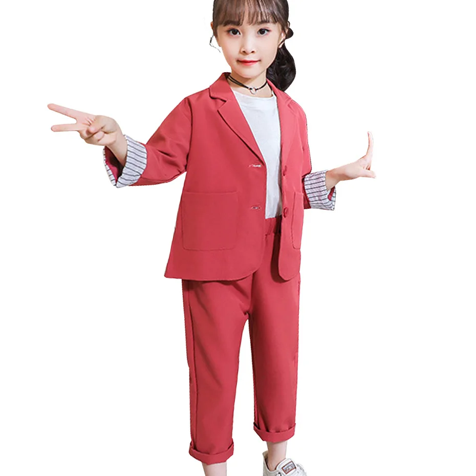 Одежда для девочек подростков костюм в стиле пэчворк модные блейзеры детская