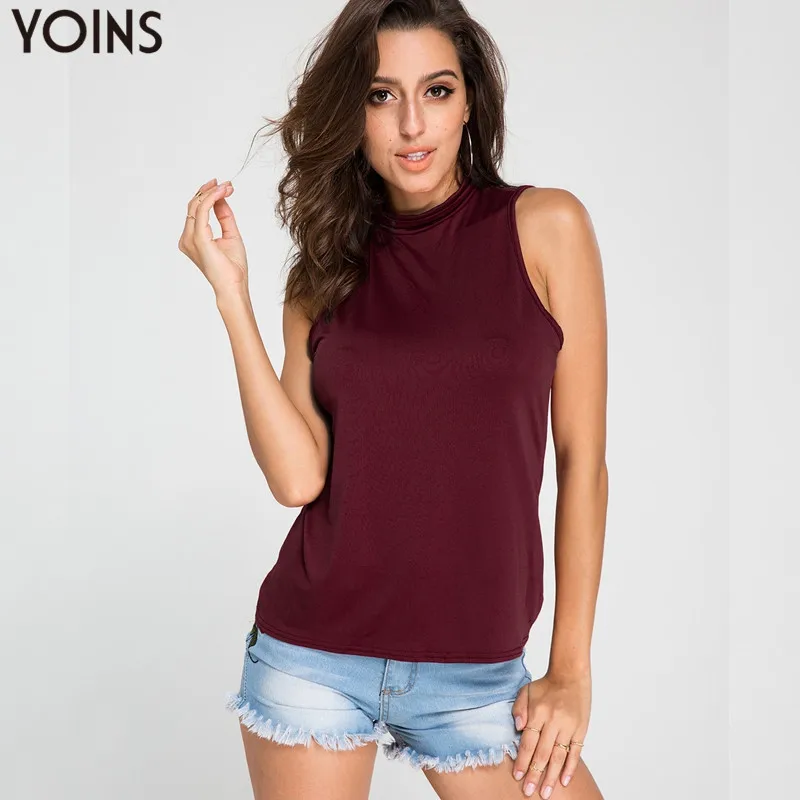YOINS Женские винтажные водолазки с открытой спиной топы 2020 Летние повседневные