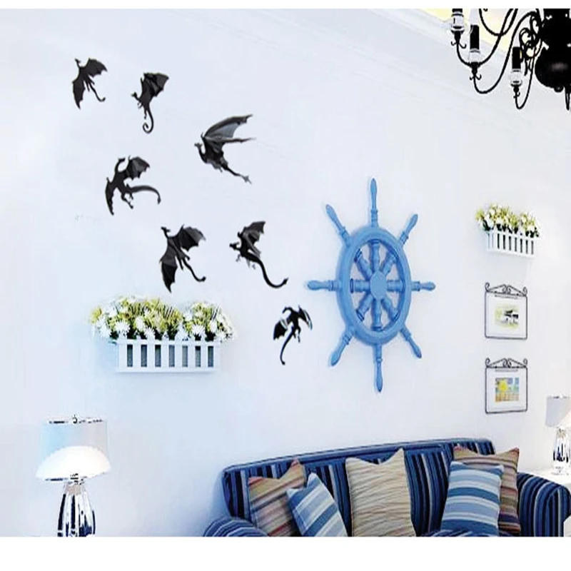 

7pcs/set Halloween Fantasy Decor Dinosaurs Boys Rooms 3D Dragons Art Decals Wall Stickers Decorations