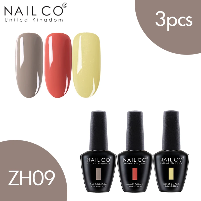 ZH09 NAILCO 3 шт. набор гель-лака UV Vernis Полупостоянный Праймер УФ-гель для ногтей Краска Декоративный Лак для ногтей Гибридный отмачиваемый Гель-лак - Цвет: ZH09