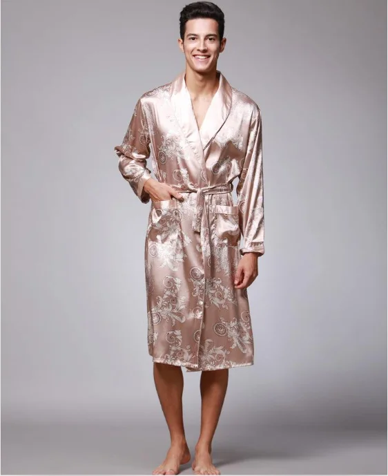 Лидер продаж мужской модный свободный халат с принтом дракона мягкий атласный