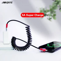 jmqwe 5a 3 in 1 usb cable spring type c cable micro usb wire for iphone 13 12 11 pro x max 8 xiaomi samsung fast charging cord