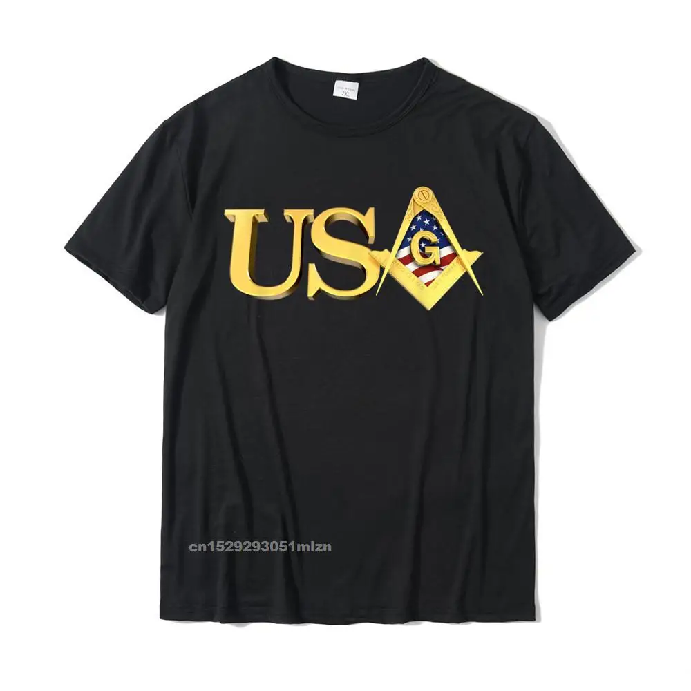 

USA American Flag Square Compass Freemason T-Shirt Leisure Mens T Shirts Retro Cotton Tops T Shirt Printed