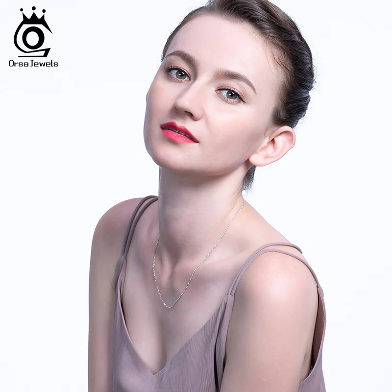 ORSA JEWELS классический Стиль с алмазной огранкой 4 мм Фигаро звено цепи ожерелье 925