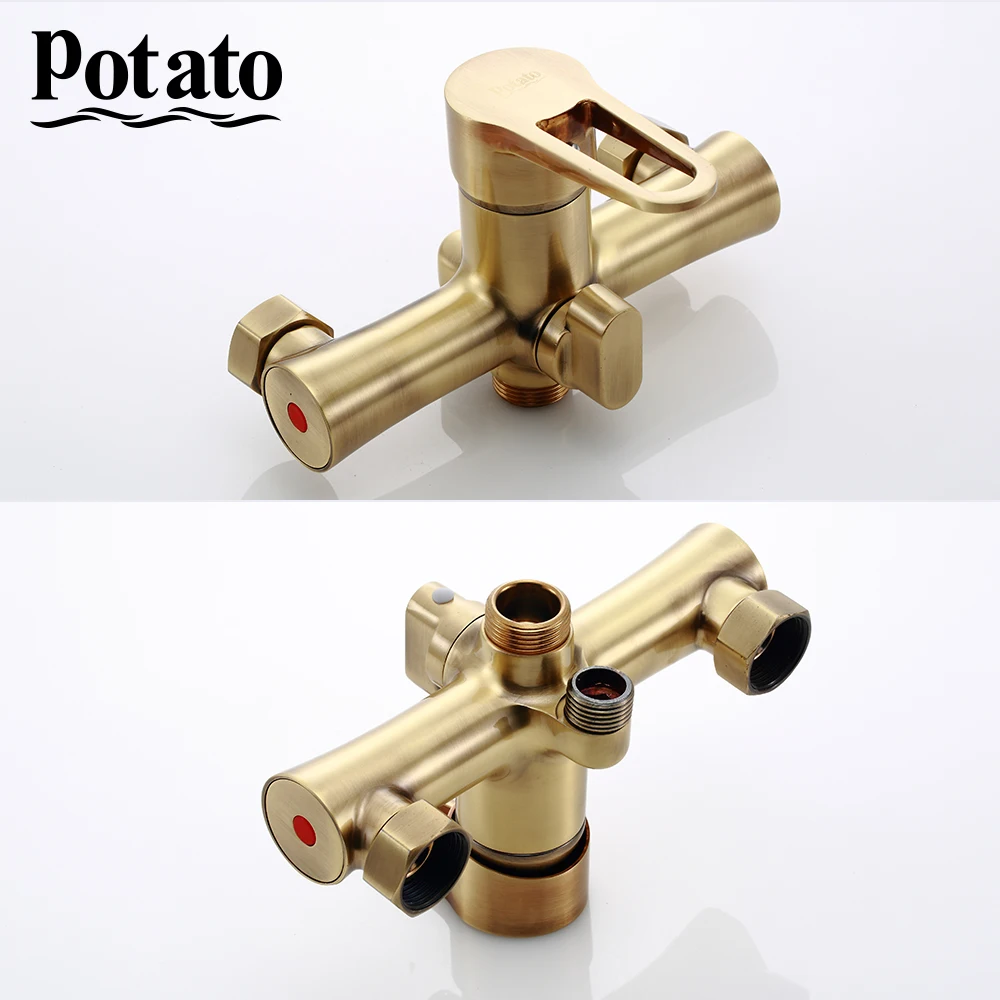 potato bathroom faucets 1 set wall mounted outlet pipe waterfall shower faucet with shower head p22270 2 free global shipping