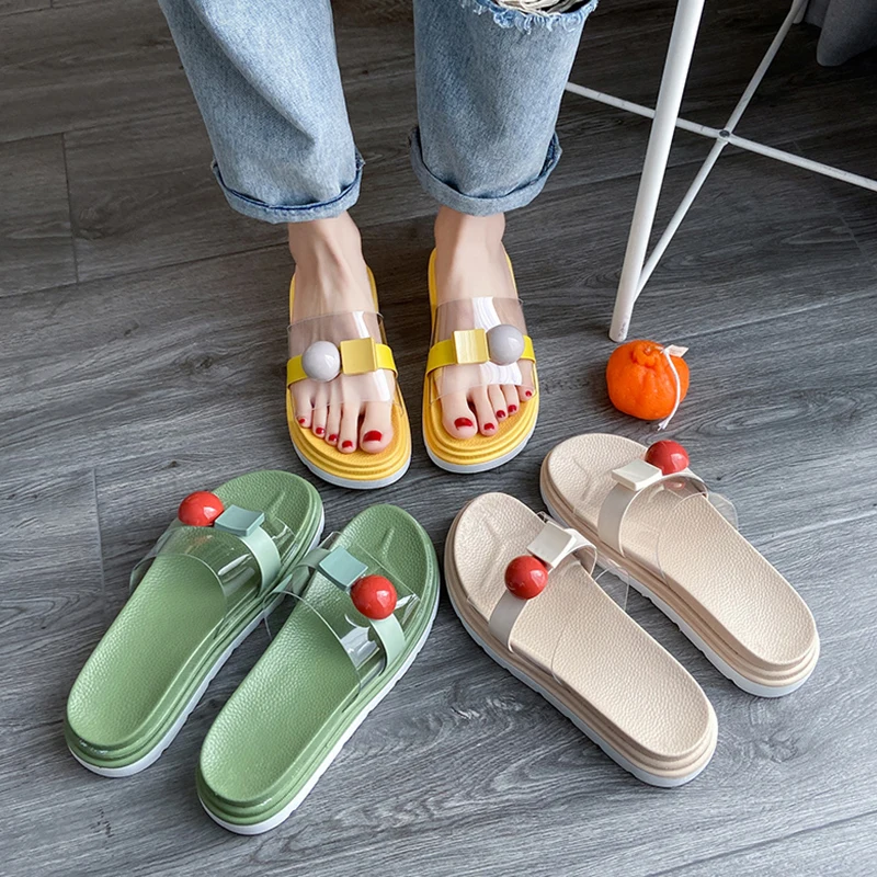 

Shoes Woman 2021 House Slippers Platform Pantofle Luxury Slides Low New Designer Summer Flat Basic PU Rubber Low Female Shoes La
