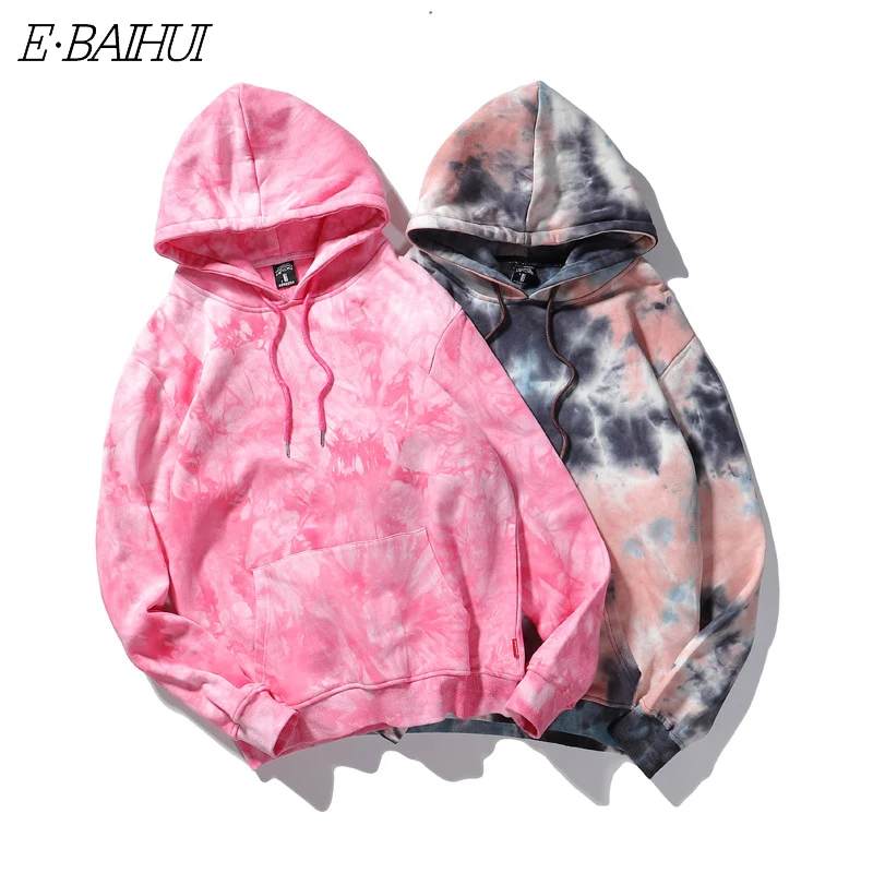 

E-BAIHUI Толстовка большого размера с капюшоном, толстовка градиентной расцветки, мужская и женская Свободная куртка с капюшоном в Корейском с...