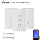Умный выключатель Sonoff Wi-Fi T0 1 2 3 настенная сенсорная панель тип США беспроводной пульт дистанционного управления лампой для умного дома контроллер от Alexa Google Home
