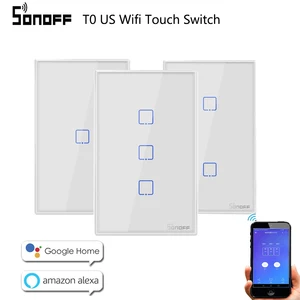 Умный выключатель Sonoff Wi-Fi T0 1 2 3 настенная сенсорная панель тип США беспроводной пульт дистанционного управления лампой для умного дома контроллер от Alexa Google Home