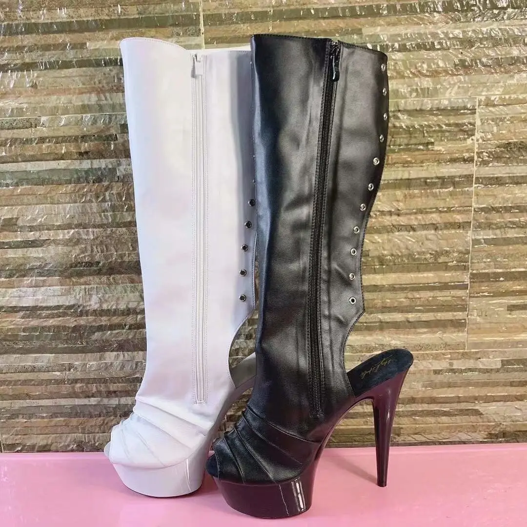 Sexy catwalk boots, 15 cm high heel boots, model stage performance, banquet show shoes