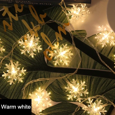 Warm white Декор рождественской елки 10 20 40LED украшения в виде снежинки елочные игрушки для украшения дома Noel Navidad счастливого Нового года, Q - Цвет: Warm white