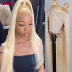 Парик на шнурках 13x6, прямые человеческие волосы блонд, прозрачный, предварительно выщипанный, бразильский, Remy Lemoda, 613