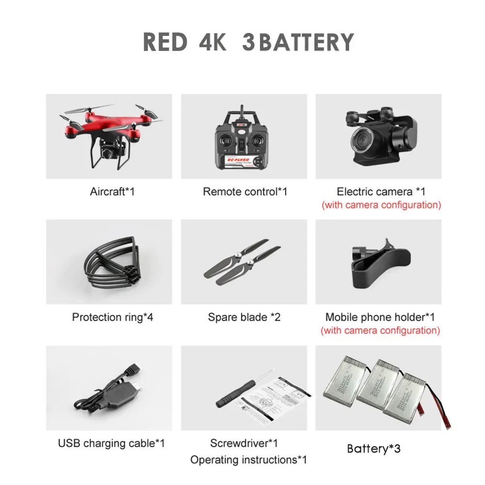 red 4K 3B RC Квадрокоптер S32T Дрон 4K HD ESC широкоугольная камера Wi-Fi FPV высота холдинг селфи дроны Профессиональный 25 мин Время полета - Цвет: red 4K 3B