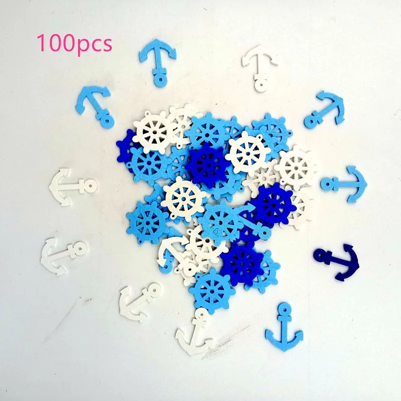 

AHB 24mm 100pcs Mixed Wooden Buttons Painting Sea Sailor Anchor Series DIY Handmade Supplies Decorative Craft Buttons