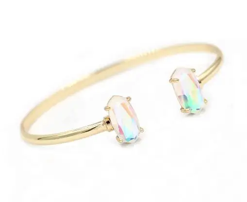 Gold AB Bangle Новые модные медные металлические Дихроичные AB Кристальные блестящие браслеты-манжеты для женщин - Окраска металла: Gold AB Bangle