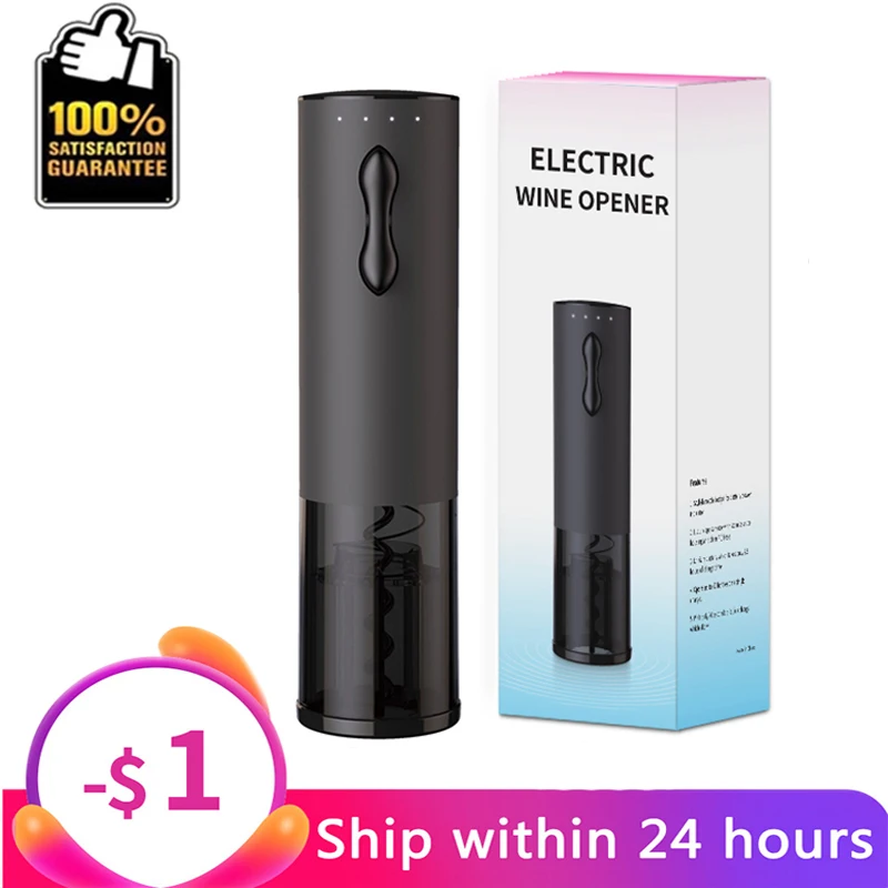 

Electric Wine Opener Corkscrew Wine Bottle Opener Kit Light Display USB Rechargeable Bottle Opener With Foil Cu