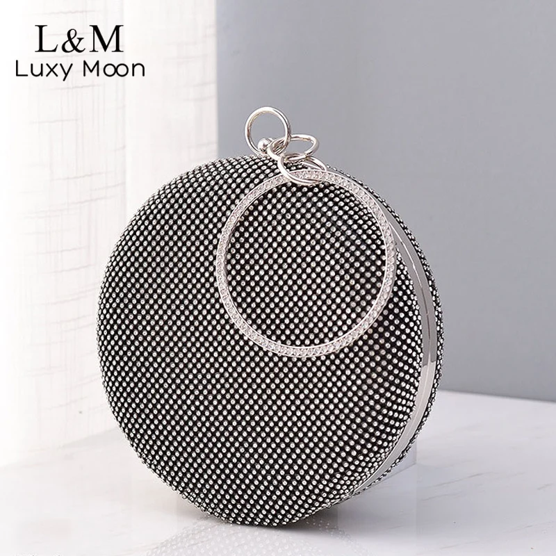

Round Rhinestone Banquet Clutch Bag Women Evening Bag Party Luxury Designer Bag Wedding Bridal Purses And Handbags Wallet X586H