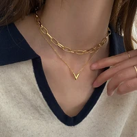 simple minimalist punk v shaped collar clavicle necklace women jewelry short english letter pendant clavicle chain jewelry gift